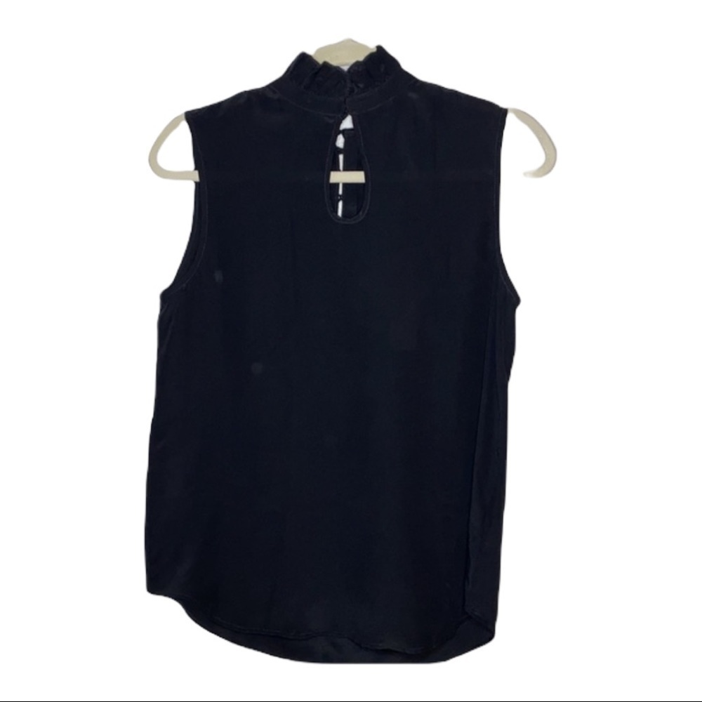 Dora Landa Black Silk Keyhole Blouse Top Size S